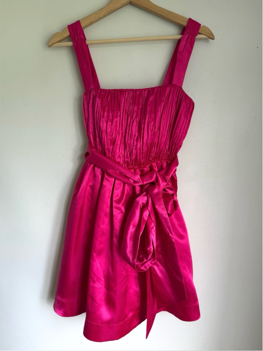 Maeve Anthropologie Bow-Tie Satin Mini Dress in Pink - Picture 6 of 9